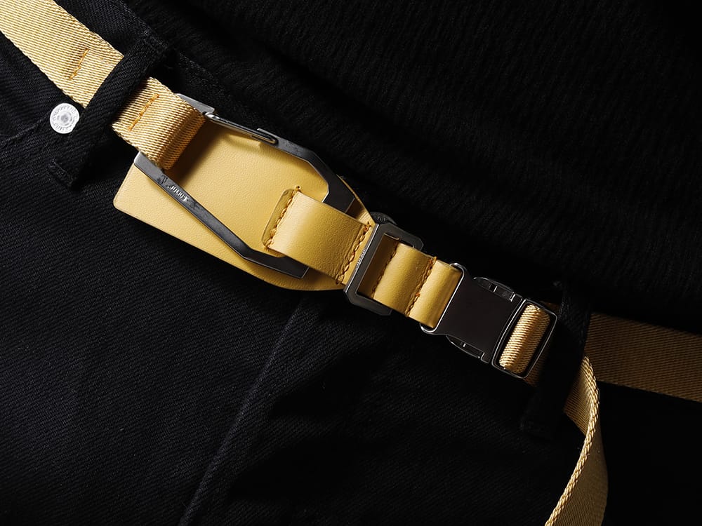 JULIUS 2022-23AW - A belt is a gift that can also be used to accentuate your styling. - 807ACU1-Yellow(Cow Skin / Nylon Tape Belt Yellow) - 3-007