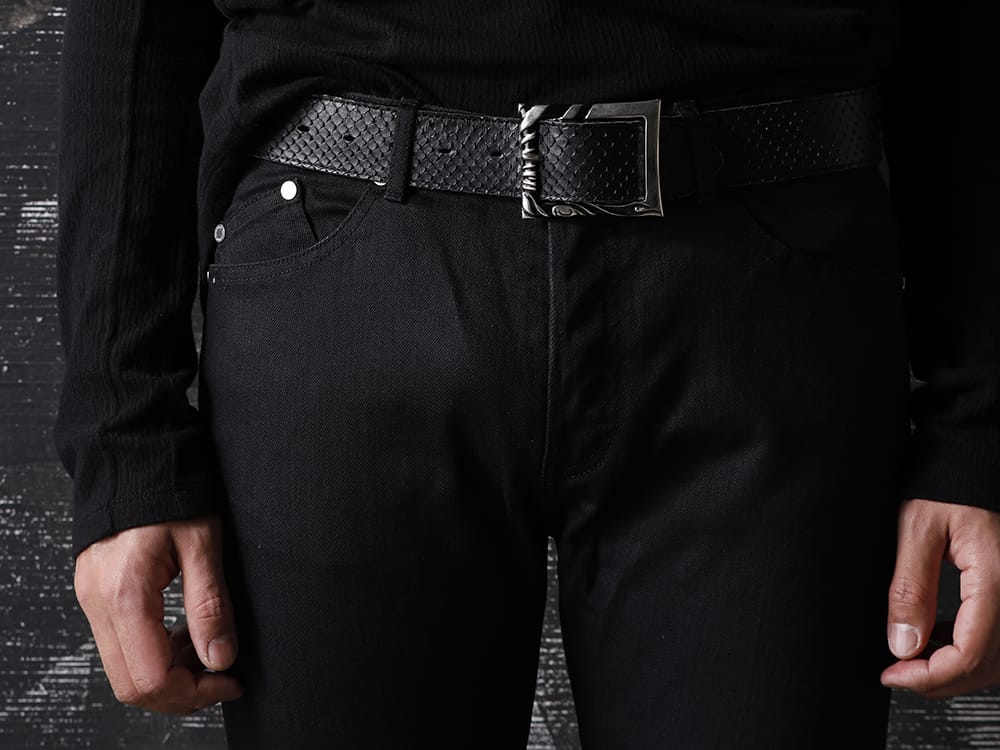 kiryuyrik 2022-23AW - A belt is a gift that can also be used to accentuate your styling. - KM-IAC42-03(Pin Buckle Silver x Black) KM-HBLT02-05PYSN(Belt Python) - 3-011