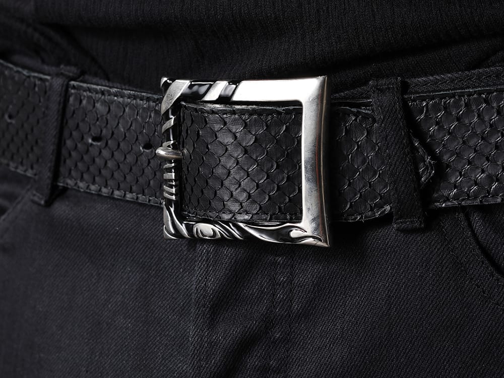kiryuyrik 2022-23AW - A belt is a gift that can also be used to accentuate your styling. - KM-IAC42-03(Pin Buckle Silver x Black) KM-HBLT02-05PYSN(Belt Python) - 3-012