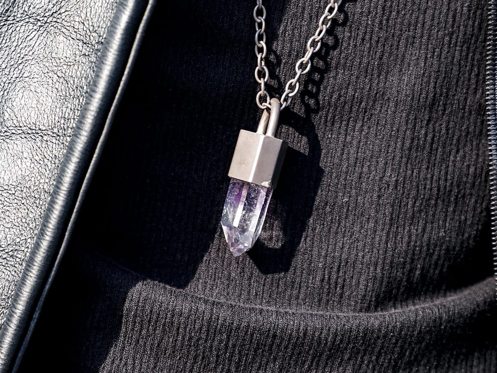 Parts of Four 2022-23AW - Bespoke mouton that has created a unique look - R-198-MA+BAQ(Talisman necklace SPECIMEN Brandberg Amethyst Quartz) - 2-011