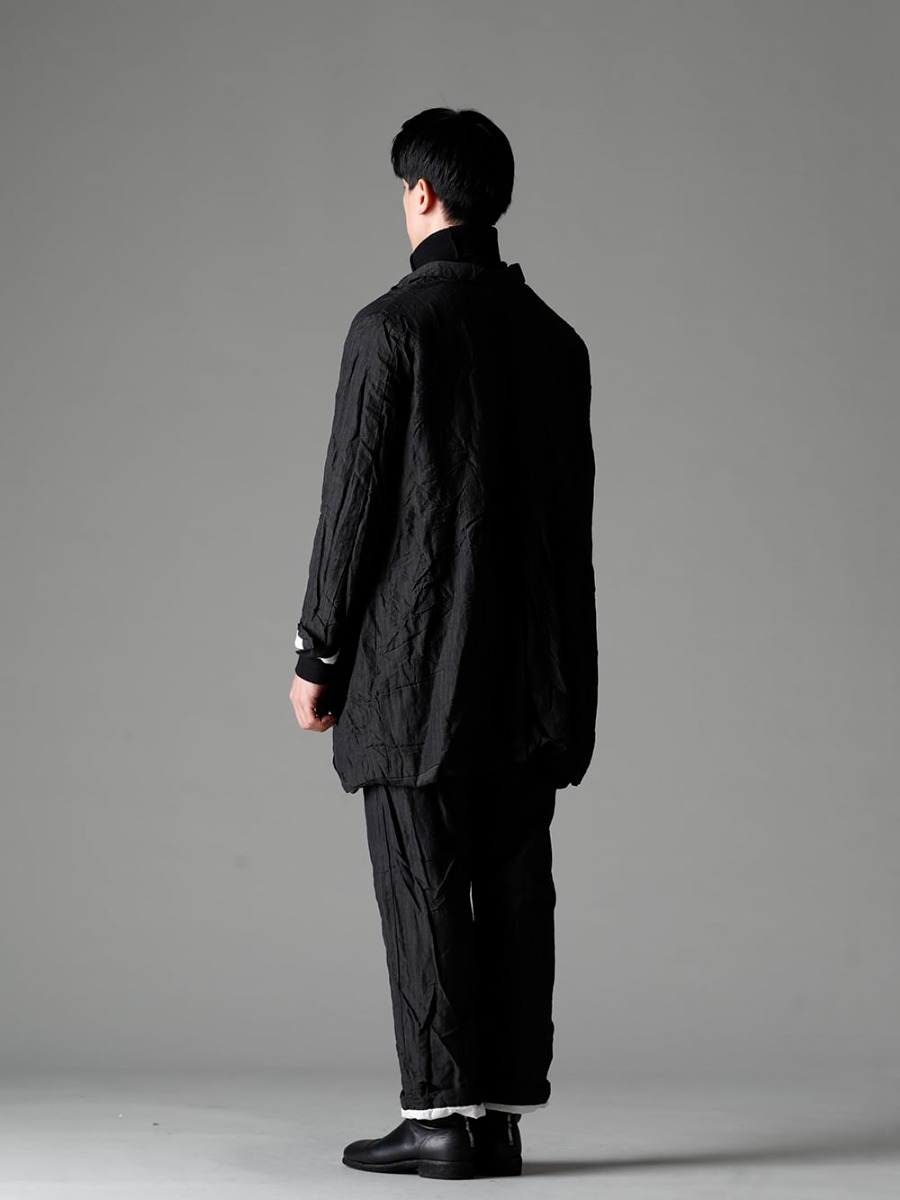 GARMENT REPRODUCTION OF WORKERS 22-23AW  The woolen linen gives it a unique texture - Arthur-Coat-Gray-Stripe Arthur Coat Gray Stripe - TTW-wn Wool Bottle Neck Knit Black - Farmers-Trousers-Gray-Stripe Farmers Trousers Gray Stripe - 988X Back Zip Mid Boots - Horse Full Grain Leather - 988X 1-003