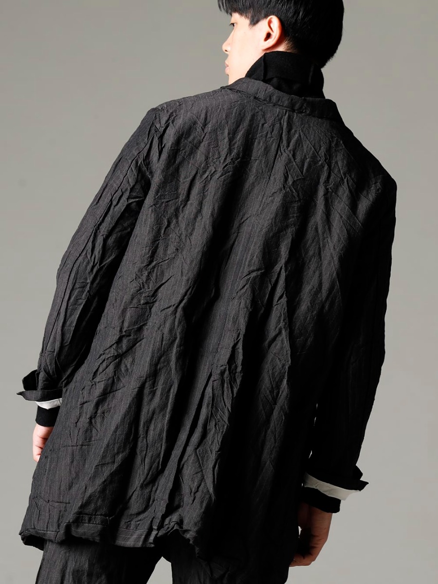 GARMENT REPRODUCTION OF WORKERS 22-23AW Vintage-like items for a modern look  - Arthur-Coat-Gray-Stripe Arthur Coat Gray Stripe - TTW-wn Wool Bottle Neck Knit Black 2-002