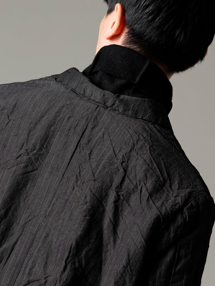 GARMENT REPRODUCTION OF WORKERS 22-23AW Vintage-like items for a modern look  - Arthur-Coat-Gray-Stripe Arthur Coat Gray Stripe - TTW-wn Wool Bottle Neck Knit Black 2-003