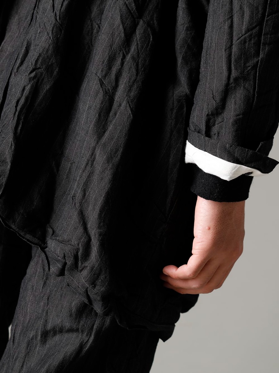 GARMENT REPRODUCTION OF WORKERS 22-23AW Vintage-like items for a modern look  - Arthur-Coat-Gray-Stripe Arthur Coat Gray Stripe - TTW-wn Wool Bottle Neck Knit Black 2-004