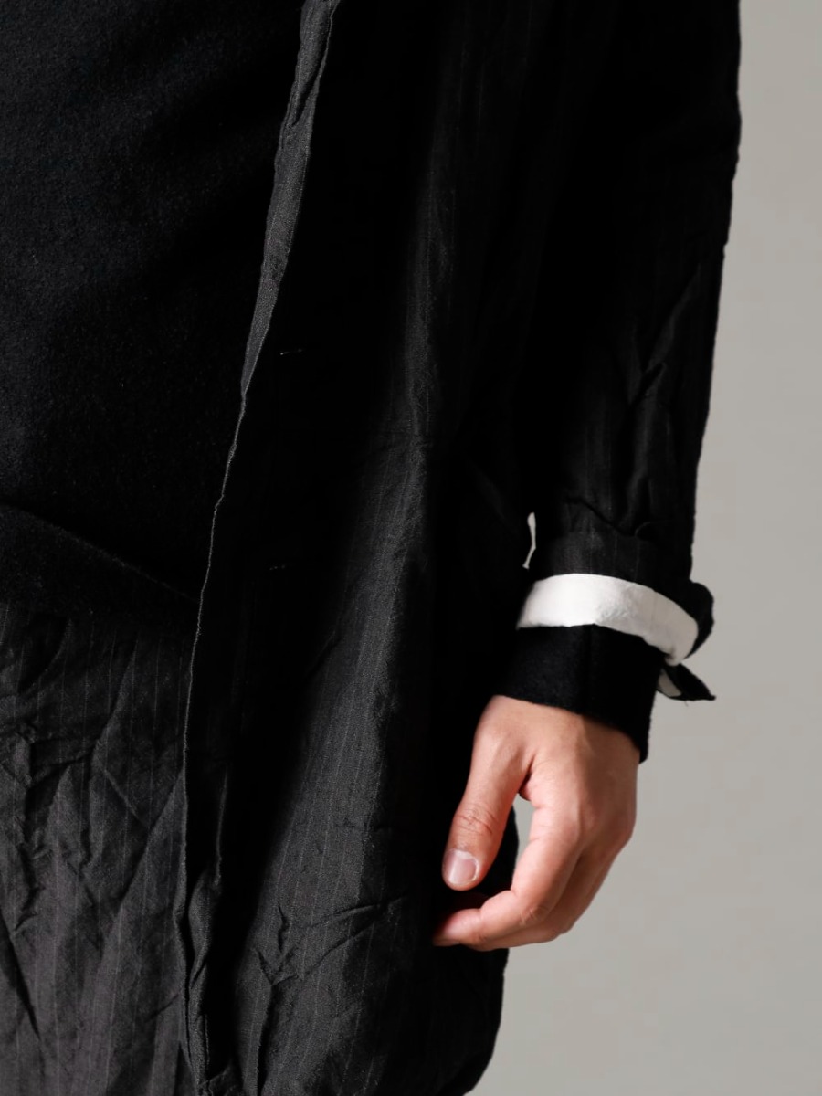 GARMENT REPRODUCTION OF WORKERS 22-23AW Vintage-like items for a modern look  - Arthur-Coat-Gray-Stripe Arthur Coat Gray Stripe - TTW-wn Wool Bottle Neck Knit Black 2-005