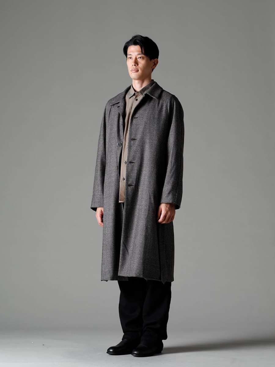 NOUSAN 22-23AW Practical Raglan Long Coat  -  fred-c Houndstooth Lagran Long Coat - Shirt-a-Tamamushi Tamamushi Shirts - Farmers-Trousers-Wool-Black Farmers Trousers Wool Black - 988X Back Zip Mid Boots - Horse Full Grain Leather - 988X - 988X 2-002