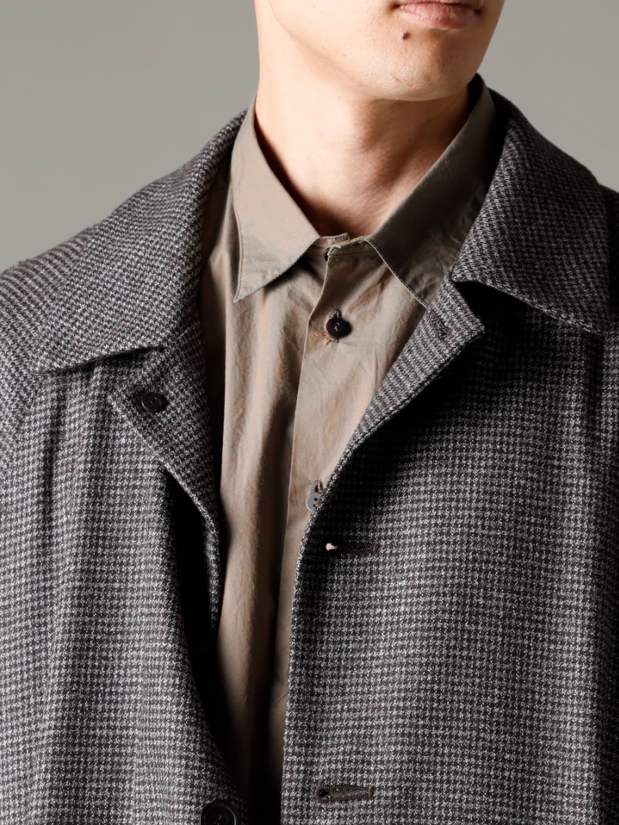 NOUSAN 22-23AW Practical Raglan Long Coat  -  fred-c Houndstooth Lagran Long Coat - Shirt-a-Tamamushi Tamamushi Shirts 2-005