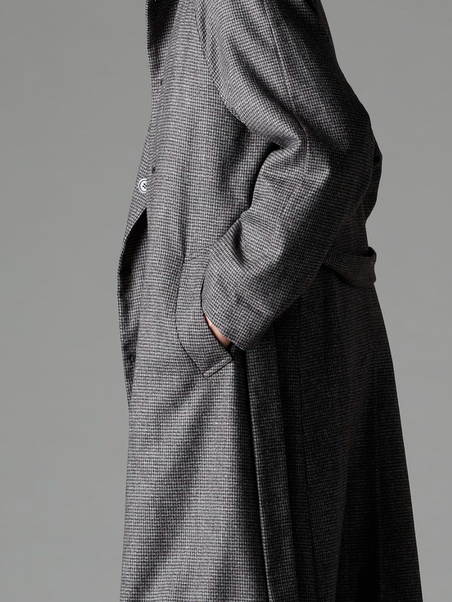 NOUSAN 22-23AW Practical Raglan Long Coat  -  fred-c Houndstooth Lagran Long Coat - Shirt-a-Tamamushi Tamamushi Shirts 2-005