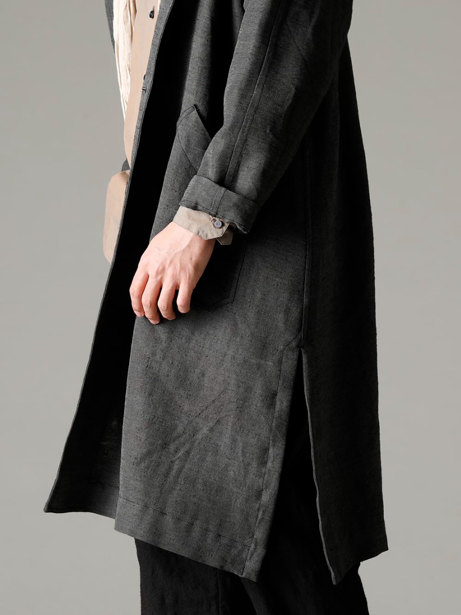 NOUSAN(ノウザン) 22-23AW(秋冬) オリジナルファブリックが輝く  - plow-heavy-silk ヘビーシルク A-ライン ラグランコート - Shirt-a-Tamamushi 玉虫 シャツ 2-001