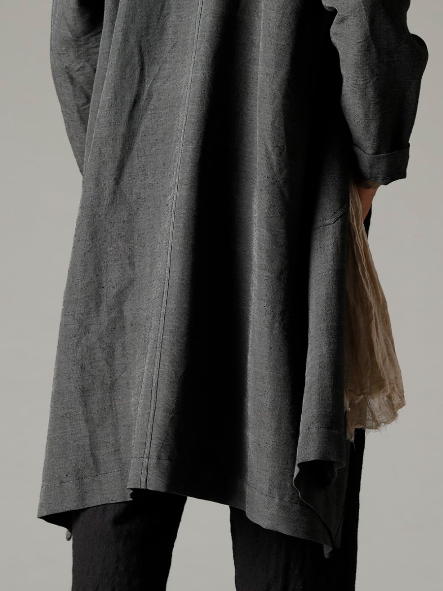 NOUSAN(ノウザン) 22-23AW(秋冬) オリジナルファブリックが輝く  - plow-heavy-silk ヘビーシルク A-ライン ラグランコート - Shirt-a-Tamamushi 玉虫 シャツ 2-003