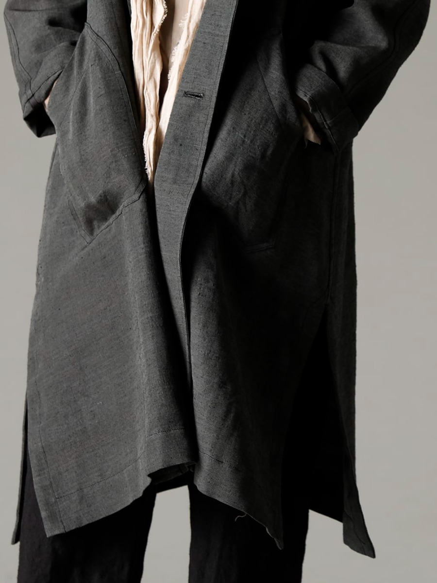 NOUSAN(ノウザン) 22-23AW(秋冬) オリジナルファブリックが輝く  - plow-heavy-silk ヘビーシルク A-ライン ラグランコート - Shirt-a-Tamamushi 玉虫 シャツ 2-004