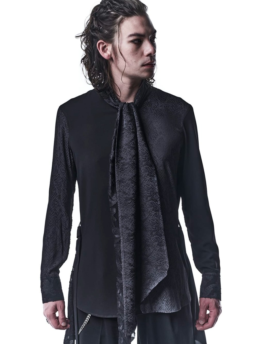 キリュウキリュウ 2022-23AW - kiryuyrik(キリュウキリュウ) 2022-23AWコレクションフ ァイナルデリバリー！只今より店頭・通販共に販売開始！ - KO-HB20-906-black(クレイジーパターン ストールシャツ ブラック) - 1-004