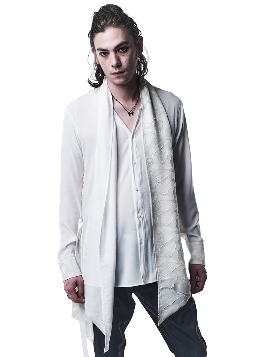 キリュウキリュウ 2022-23AW - kiryuyrik(キリュウキリュウ) 2022-23AWコレクションフ ァイナルデリバリー！只今より店頭・通販共に販売開始！ - KO-HB20-906-white(クレイジーパターン ストールシャツ ホワイト) - 1-009