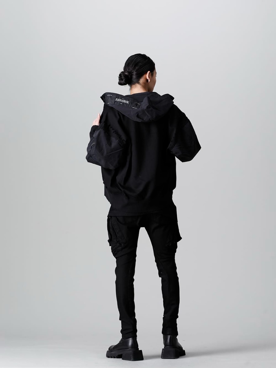 JULIUS 2022-23AW - The third delivery items from the JULIUS 2023PS collection are now available! Available in stores and mail order from now! - 807CUM3-Black(Cotton Sweat Damaged Combo Hoodie Black) - 1-002