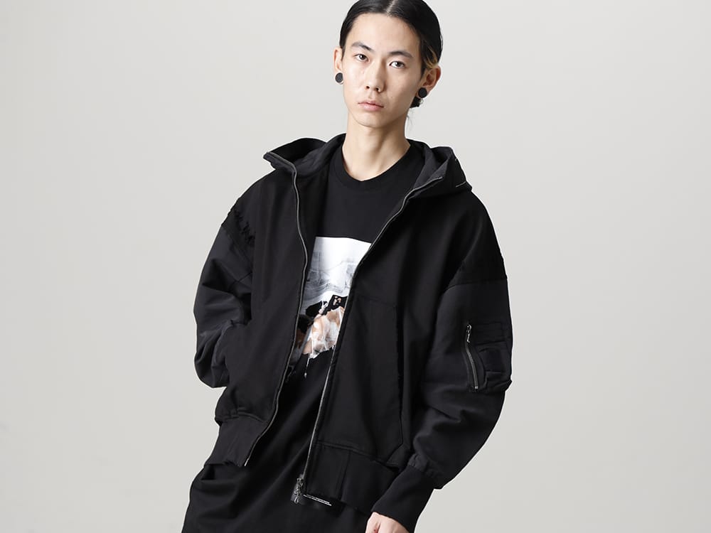 JULIUS 2022-23AW - The third delivery items from the JULIUS 2023PS collection are now available! Available in stores and mail order from now! - 807CUM3-Black(Cotton Sweat Damaged Combo Hoodie Black) - 1-003