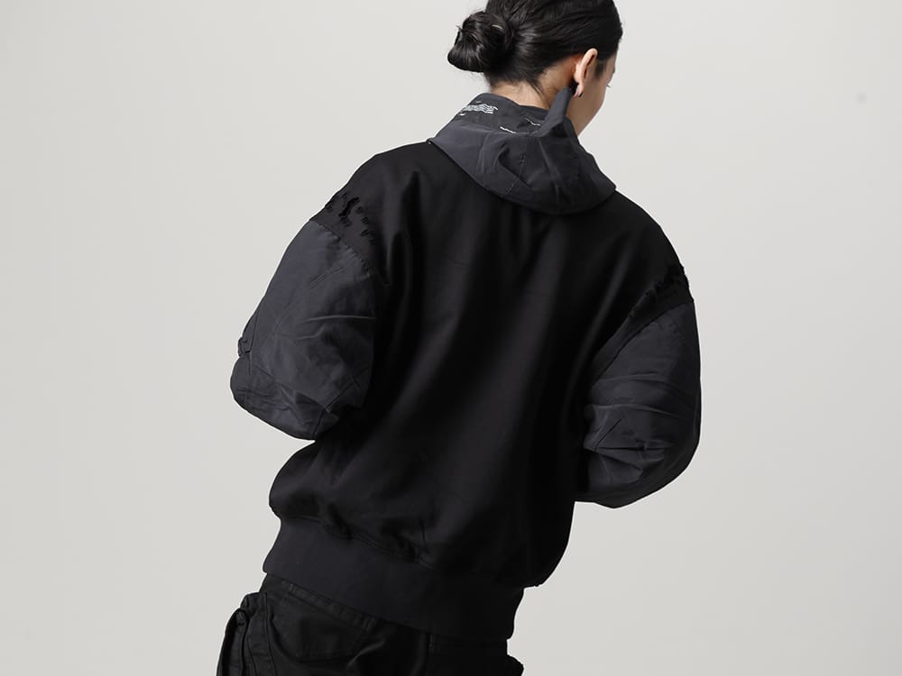 JULIUS 2022-23AW - The third delivery items from the JULIUS 2023PS collection are now available! Available in stores and mail order from now! - 807CUM3-Black(Cotton Sweat Damaged Combo Hoodie Black) - 1-005