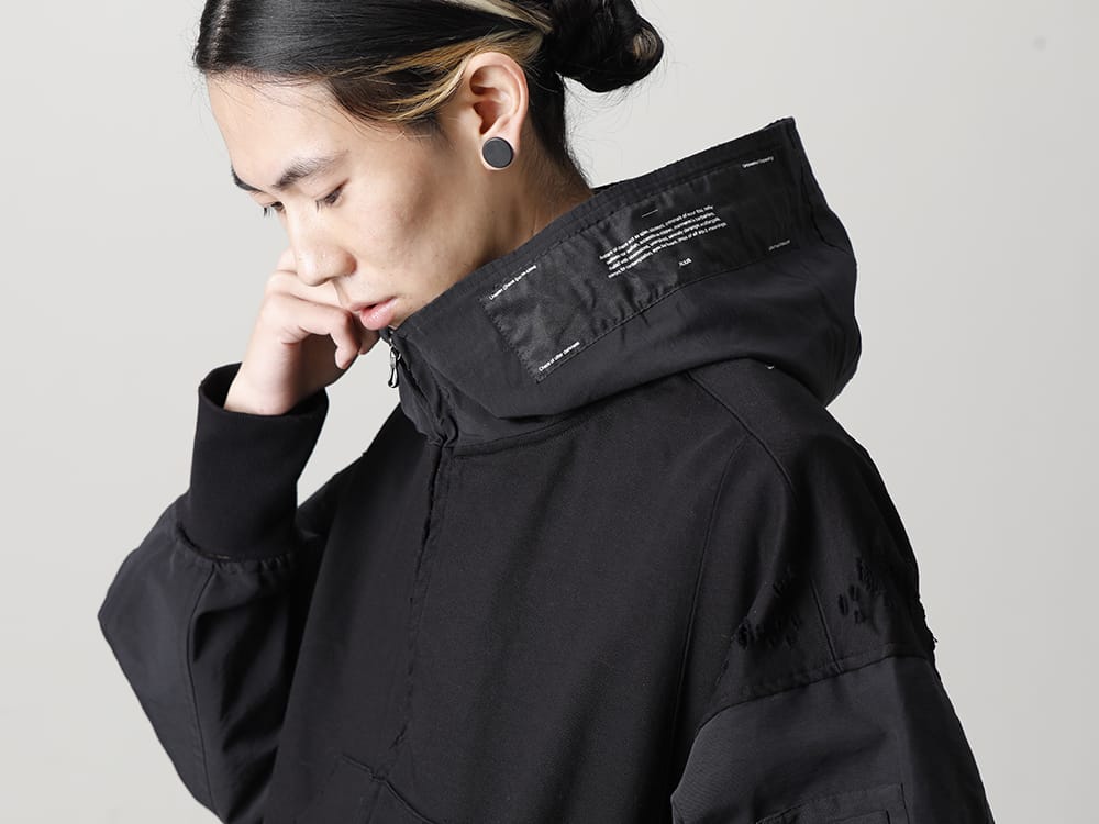 JULIUS 2022-23AW - The third delivery items from the JULIUS 2023PS collection are now available! Available in stores and mail order from now! - 807CUM3-Black(Cotton Sweat Damaged Combo Hoodie Black) - 1-006