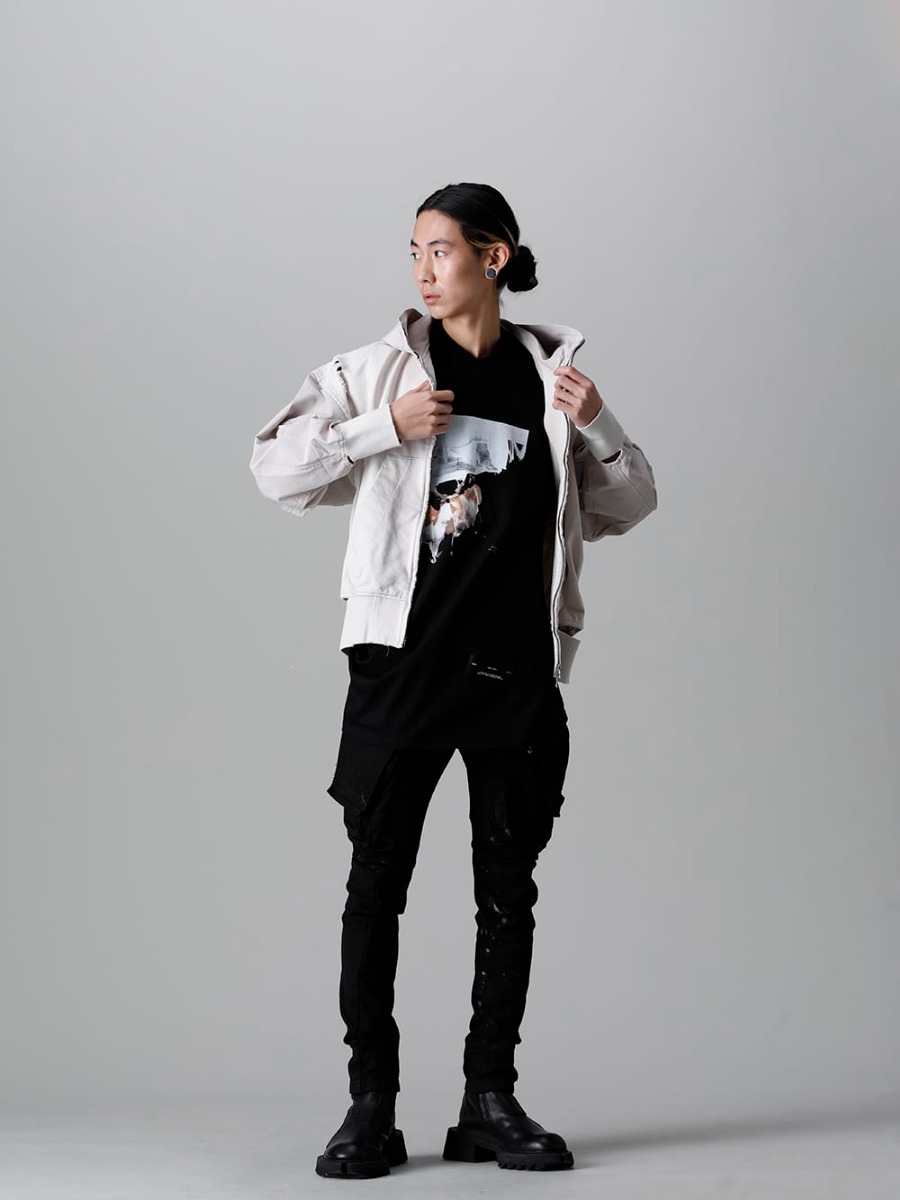 JULIUS 2022-23AW - The third delivery items from the JULIUS 2023PS collection are now available! Available in stores and mail order from now! - 807CUM3-Plaster(Cotton Sweat Damaged Combo Hoodie Plaster) - 1-007