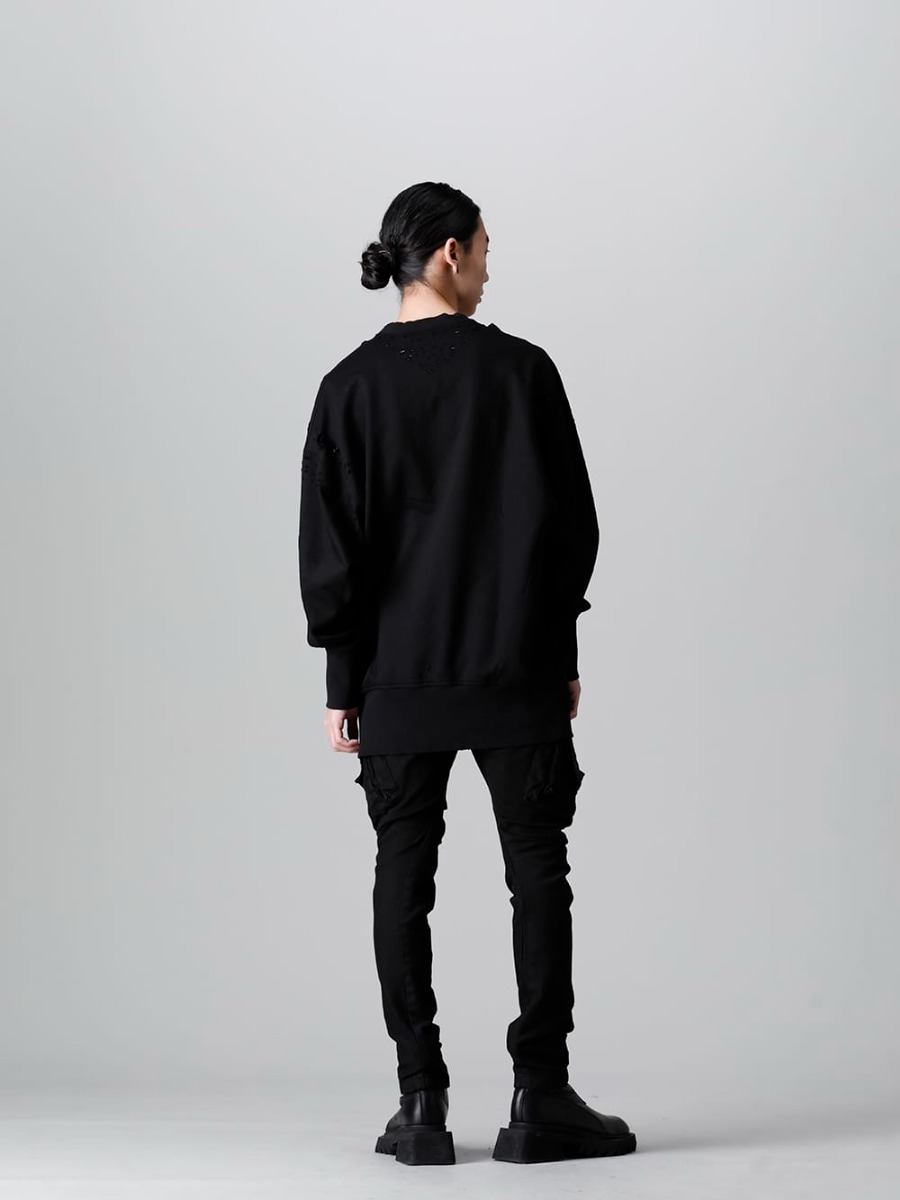 JULIUS 2022-23AW - The third delivery items from the JULIUS 2023PS collection are now available! Available in stores and mail order from now! - 807CUM4-Black(Cotton Sweat Damaged Pullover Black) - 2-002