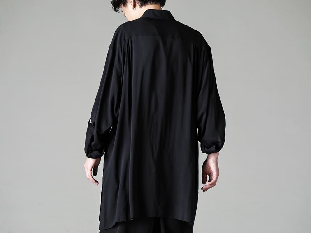 Yohji Yamamoto-ヨウジヤマモト 22-23AW(秋冬) 袖のシルエットで遊べるニューディテールシャツ  - HZ-B86-830-異炭柄袖ベルト付きサイドスリットブラウス 2-006
