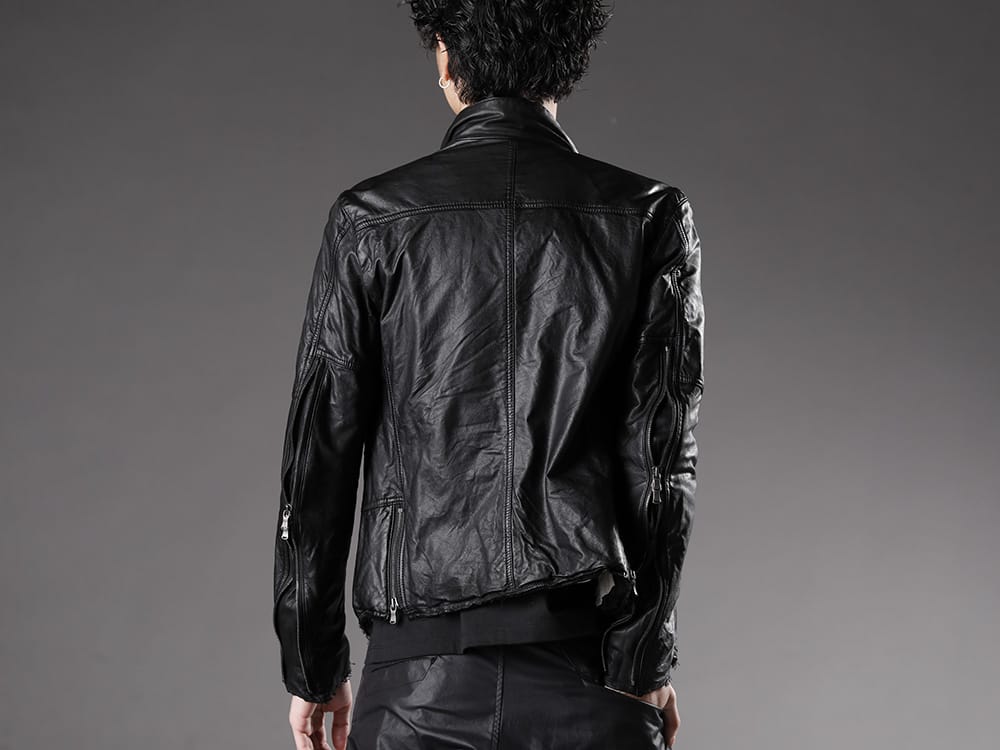 The Viridi-anne 2022-23AW - Leather jacket with military-style details. - VI-3504-06-Black(Goat Leather Jacket Black) - 2-003