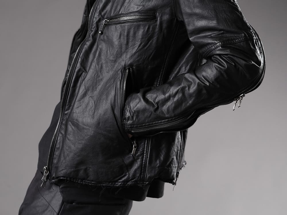 The Viridi-anne 2022-23AW - Leather jacket with military-style details. - VI-3504-06-Black(Goat Leather Jacket Black) - 2-006