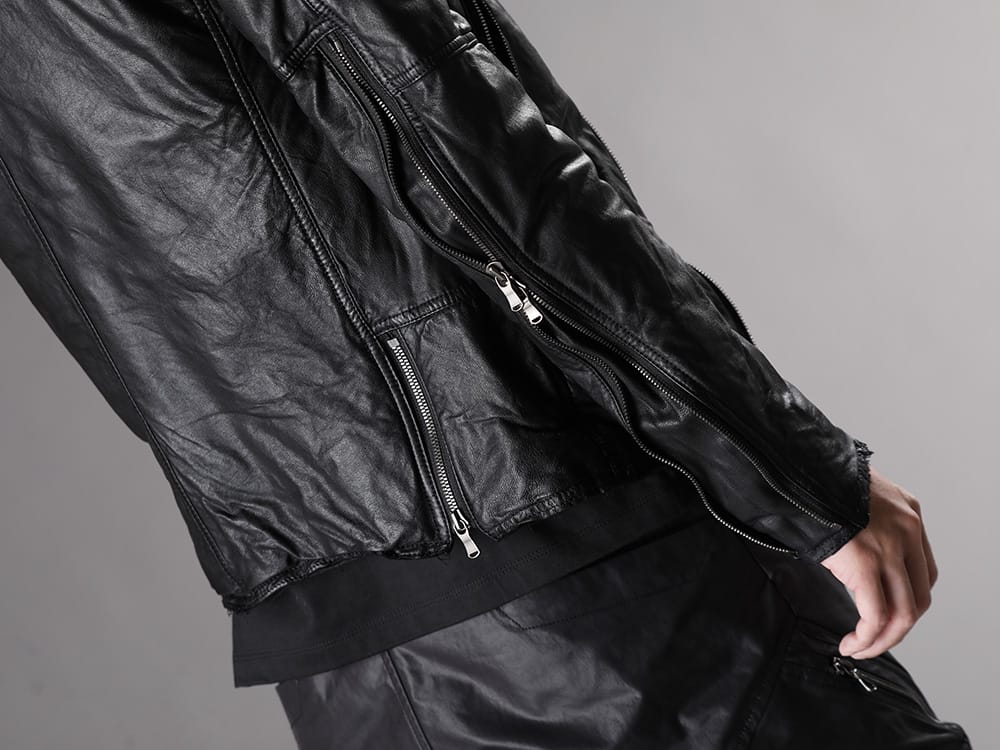 The Viridi-anne 2022-23AW - Leather jacket with military-style details. - VI-3504-06-Black(Goat Leather Jacket Black) - 2-008