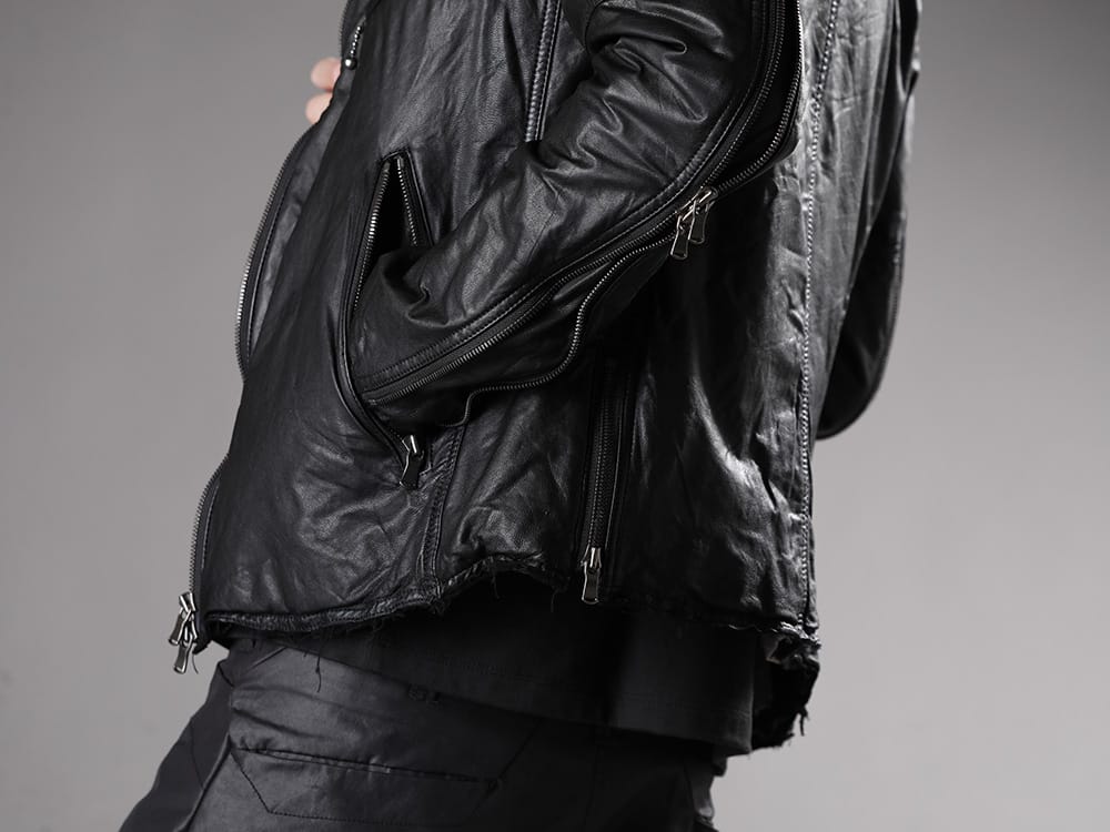 The Viridi-anne 2022-23AW - Leather jacket with military-style details. - VI-3504-06-Black(Goat Leather Jacket Black) - 2-009