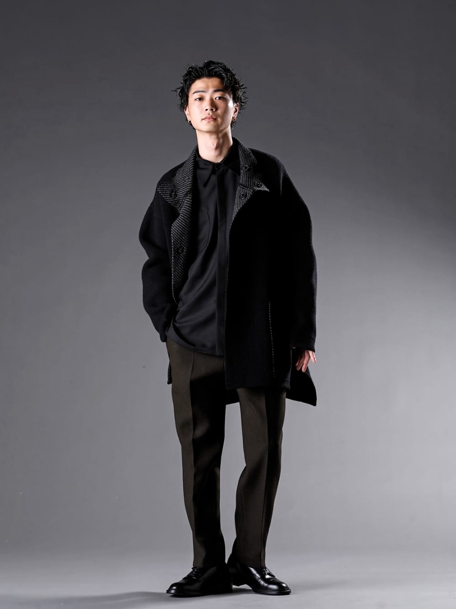 The Viridi-anne 2022-23AW - VI-3528-06-Black - Reversible Knit Blouson Black - IH-22FW-B010-FJ-Black-Chest Pockets Shirt Black - IH-22SS-S001-RC - Leather Shoes  4-001