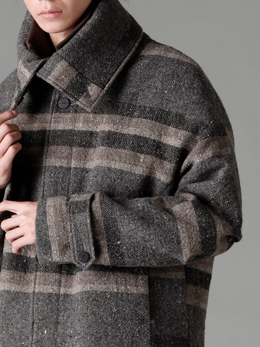 DEVOA 22-23AW Harmony of balance between design and fabric atmosphere  - JKI-CBS High neck jacket striped wool KTS-MLP-Melange-Gray Pullover Knit Merino Wool Melange Gray 2-003