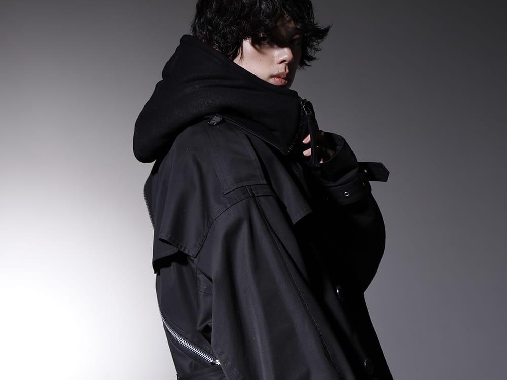 タカヒロミヤシタ ザソロイスト / ディーハイゲン 2022-23AW - 今季らしいディテールを取り入れたコート - sj.0010AW22(ダブルジップ バルーンシェイプド トレンチコート) ST101-0122A(無撚糸裏毛コーティングダブルジップフーデッドジャケット) - 2-005