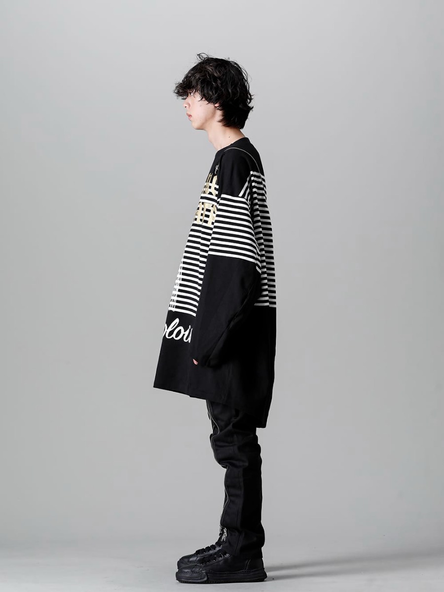 TAKAHIROMIYASHITATheSoloist 22-23AW double zip balloon shaped basque shirt Black x White 1-001