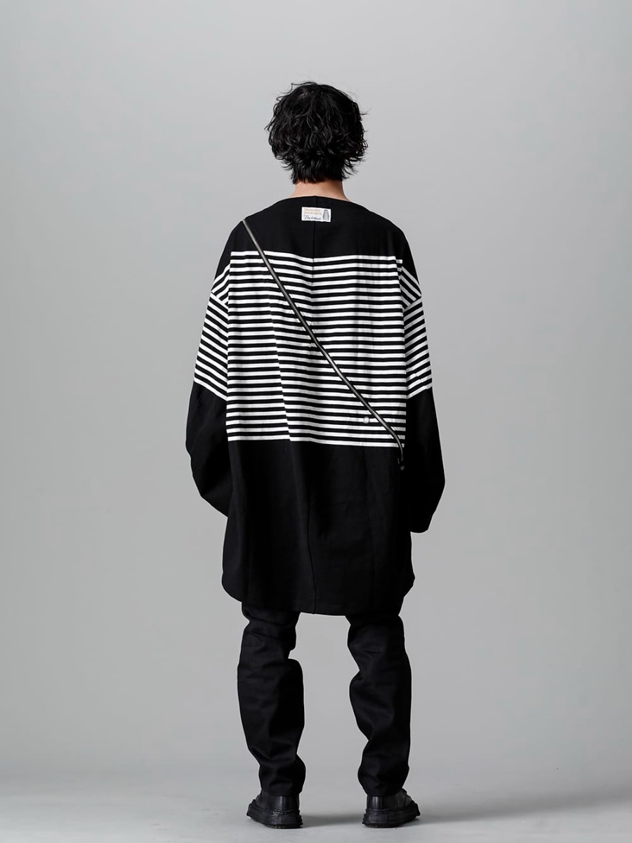 TAKAHIROMIYASHITATheSoloist 22-23AW double zip balloon shaped basque shirt Black x White 1-002