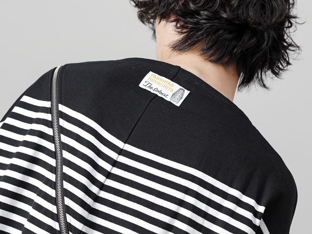 TAKAHIROMIYASHITATheSoloist 22-23AW double zip balloon shaped basque shirt Black x White 2-004