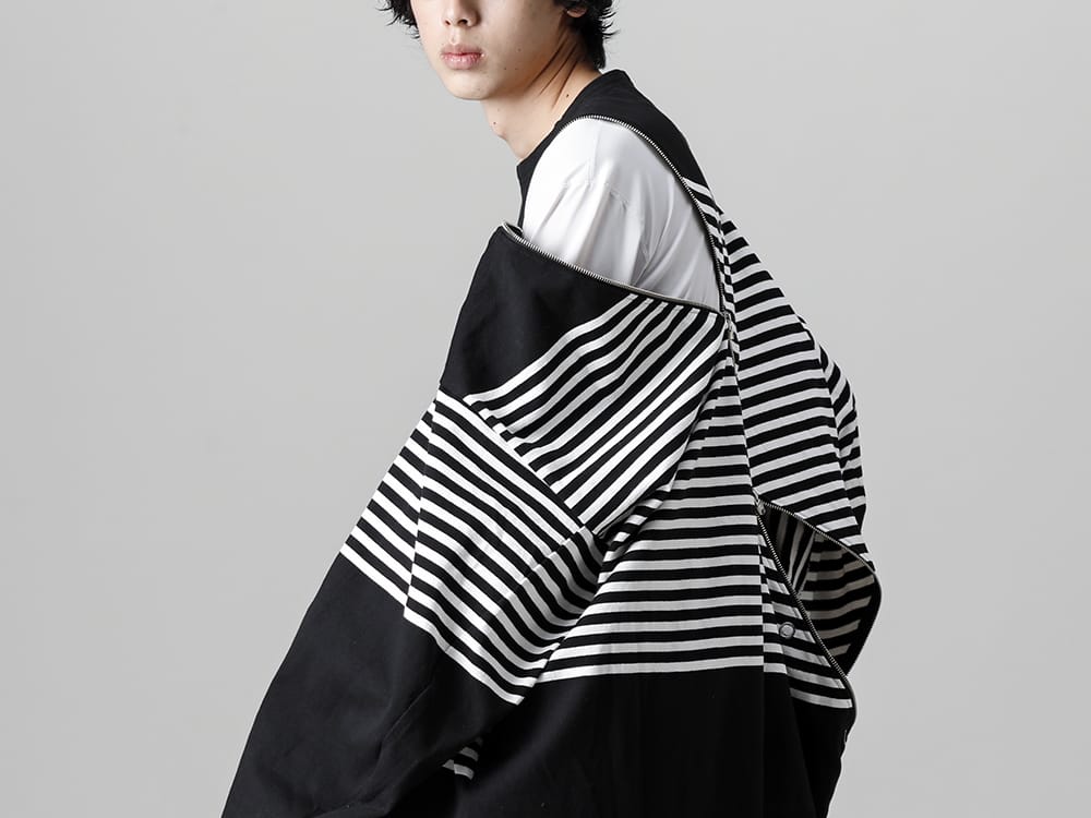TAKAHIROMIYASHITATheSoloist 22-23AW double zip balloon shaped basque shirt Black x White 2-005