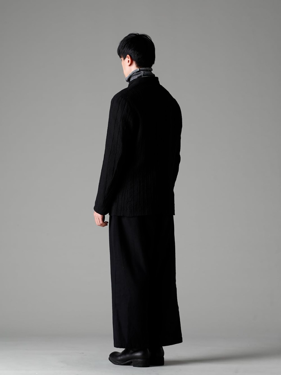 NOUSAN 22-23AW  The texture is unique to handmade fabrics. - joep-preat-wool Pleated Wool Stand Collar Jacket - TTW-wmpl-Gray Italy MAPEL Wool Knit Bottle Neck Gray - Bretagne-pants-Long-Wool-Black Bretagne pants Long Wool Black - PL1 Front Zip Boots Double Sole - Horse Full Grain Leather 1-003