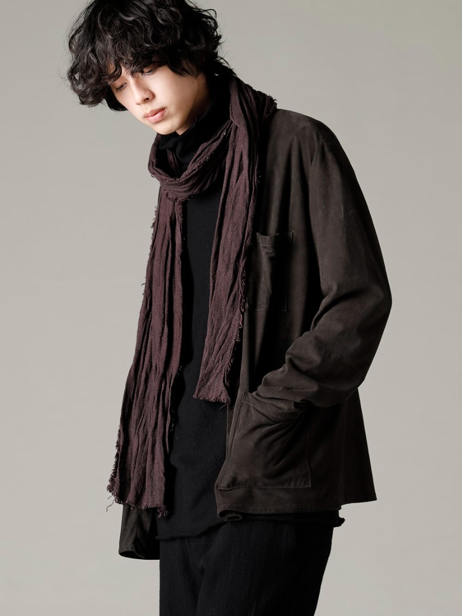 Bergfabel(バーグファベル) 22-23AW(秋冬) ワーカーシャツらしくゆとりがありリラックスしたフィット感  - LSH30-L11 ワーカーシャツ - TTW-jw-blk ウールジョーゼットボトルネック ブラック 2-001