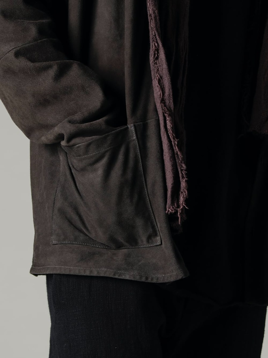 Bergfabel(バーグファベル) 22-23AW(秋冬) ワーカーシャツらしくゆとりがありリラックスしたフィット感  - LSH30-L11 ワーカーシャツ - TTW-jw-blk ウールジョーゼットボトルネック ブラック 2-003