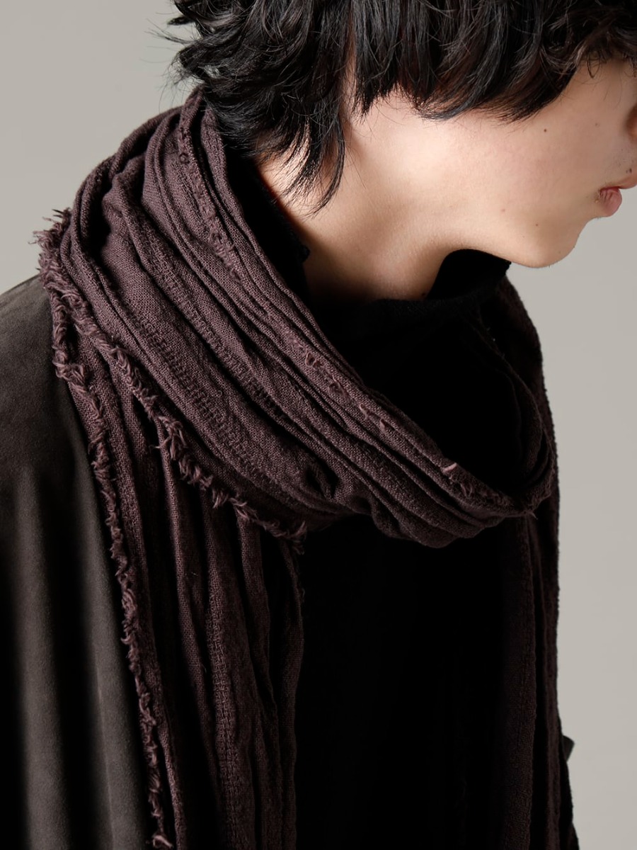 Bergfabel(バーグファベル) 22-23AW(秋冬) 激しくシュリンクさせたブランド定番のストール - LSH30-L11 ワーカーシャツ - TTW-jw-blk ウールジョーゼットボトルネック ブラック 3-002