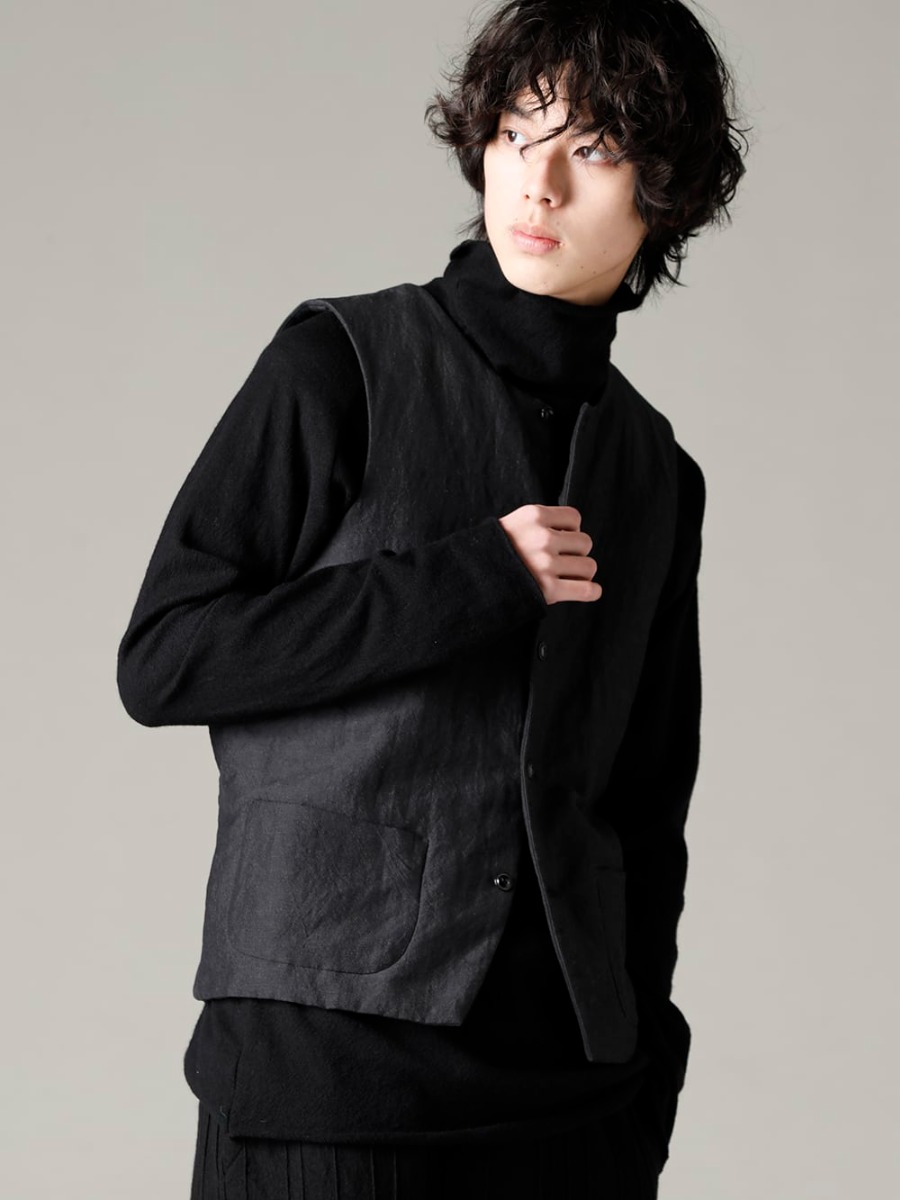 NOUSAN 22-23AW This is a garment that can be used casually as well.  - crew-neck-gilet-padding Crew Neck Gilet Padding - TTW-jw-blk Wool Georgette Bottleneck Black 2-001