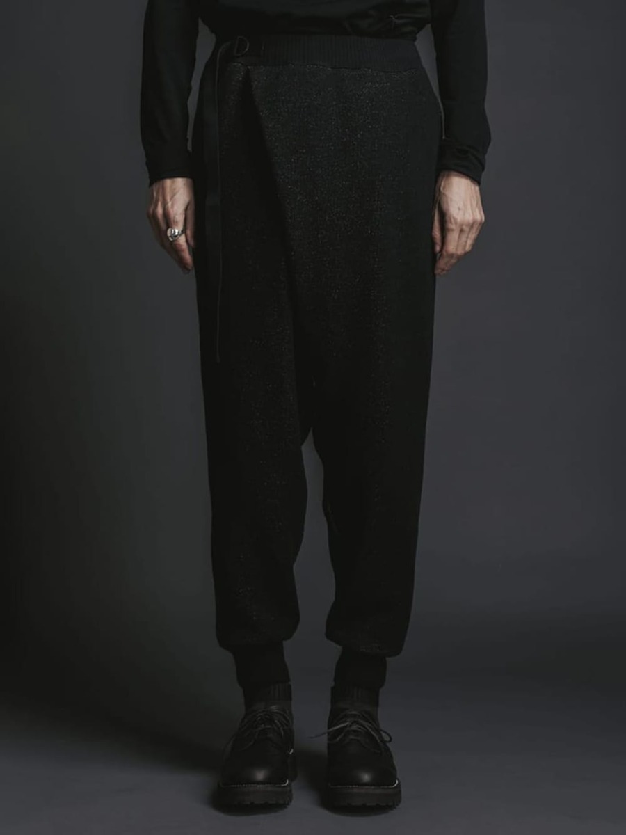 The Viridi-anne - ザ ヴィリジアン 22-23AW - 表がウール、裏が綿の裏毛で作ったラップリブパンツ 秋冬スタイリングのアクセントになるドロップクロッチパンツ VI-3535-04 - 綿ウール裏毛　ドロップクロッチパンツ 3-001