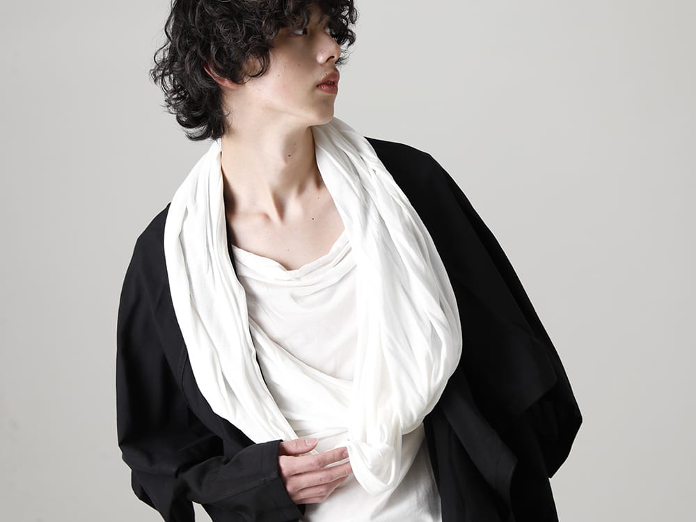 JULIUS 2023SS - The JULIUS 2023SS collection is now available! Sales have started both in-store and online! - 819SHM1-black(Rayon/Cotton Cloth Drape shirt Black) 819CUM5-offwhite(Cotton/Cupro Jersey Drape Neck Short Sleeve T-Shirt Off White) - 1-003