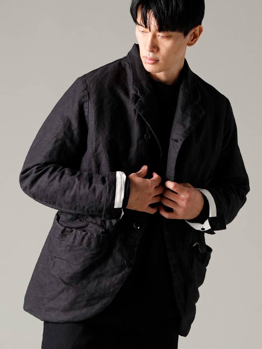 Garment Reproduction of Workers(ガーメント リプロダクション オブ ワーカース) 22-23AW(秋冬) 特異なボタン配置が織りなす独特なデザイン - Vincent-Jacket-Washi-Black ビンセント ジャケット 和紙 ブラック - New-Warped-Knit-Sew-Crew-Neck-Black ニュー ワープド ニット ソー クルー ネック ブラック - Farmers-Trousers-Wool-Black ファーマーズ トラウザー ウール ブラック - PL1 フロントジップブーツ ダブルソール - ホース フルグレイン レザー 1-003