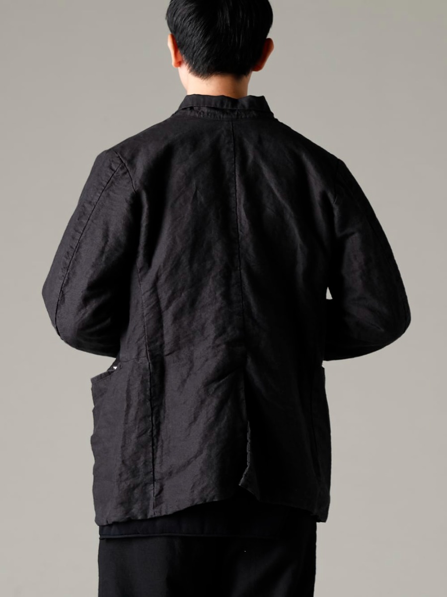 Garment Reproduction of Workers(ガーメント リプロダクション オブ ワーカース) 22-23AW(秋冬) 特異なボタン配置が織りなす独特なデザイン - Vincent-Jacket-Washi-Black ビンセント ジャケット 和紙 ブラック - New-Warped-Knit-Sew-Crew-Neck-Black ニュー ワープド ニット ソー クルー ネック ブラック - Farmers-Trousers-Wool-Black ファーマーズ トラウザー ウール ブラック - PL1 フロントジップブーツ ダブルソール - ホース フルグレイン レザー 1-003