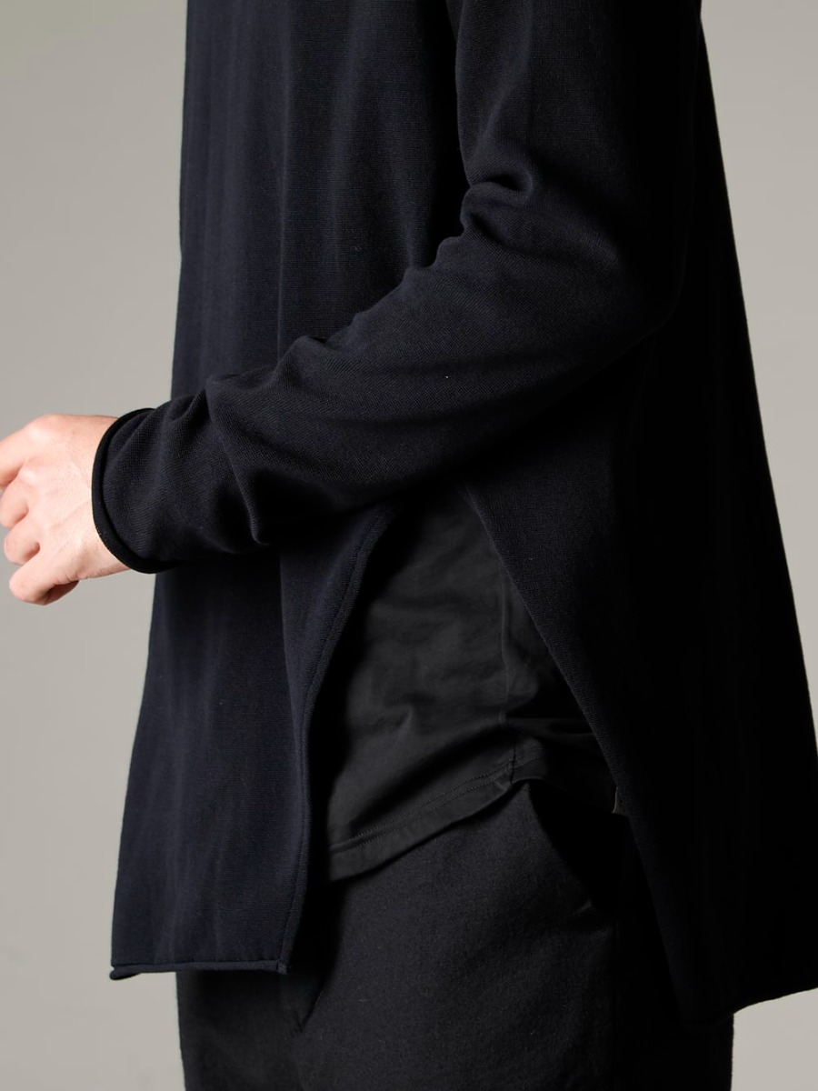 Garment Reproduction of Workers(ガーメント リプロダクション オブ ワーカース) 22-23AW(秋冬) デザインの効いたアイテムをアクセントに - New-Warped-Knit-Sew-Crew-Neck-Black ニュー ワープド ニット ソー クルー ネック ブラック 3-005
