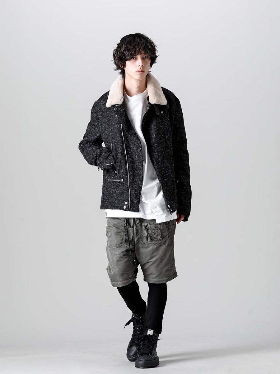 RIPVANWINKLE - リップヴァンウィンクル 2022-23AW 見出し4 - RB-450 - ウールボア ライダース - RB-429-Vintage-Khaki - パラシュートパンツ ヴィンテージカー - A06FW735-black-black - オリジナルソール レザー ハイトップ スニーカー Black / Black  4-001