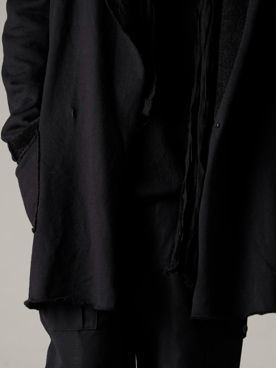 ware(ウェア) 22-23AW(秋冬) ウールコットン混紡裏毛素材を使用した暖かなロングフーディー  - JH-cwp-Black ウール コットン 裏毛 ロングフーディー ブラック - TTW-jw-blk ウールジョーゼットボトルネック ブラック 2-004