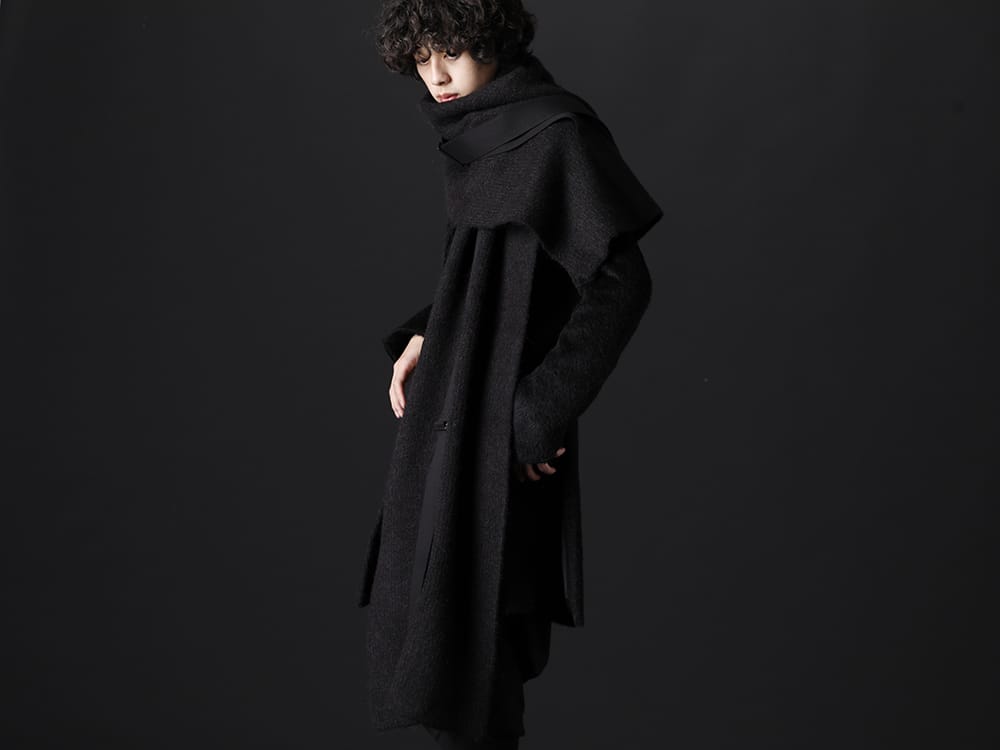 JULIUS / kiryuyrik 2023PS - Coats and scarves are standard items from various brands. - KO-HJ29-105-black(Alpaca Shaggy Single Napoleon Jacket Black) 807STU1(Baby Alpaca Yarn Alpaca Knit Stole) - 2-002