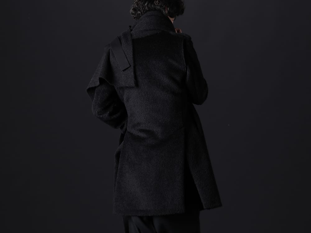 JULIUS / kiryuyrik 2023PS - Coats and scarves are standard items from various brands. - KO-HJ29-105-black(Alpaca Shaggy Single Napoleon Jacket Black) 807STU1(Baby Alpaca Yarn Alpaca Knit Stole) - 2-003