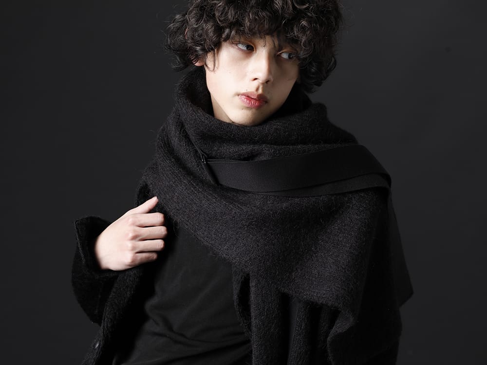 JULIUS / kiryuyrik 2023PS - Coats and scarves are standard items from various brands. - KO-HJ29-105-black(Alpaca Shaggy Single Napoleon Jacket Black) 807STU1(Baby Alpaca Yarn Alpaca Knit Stole) - 2-004